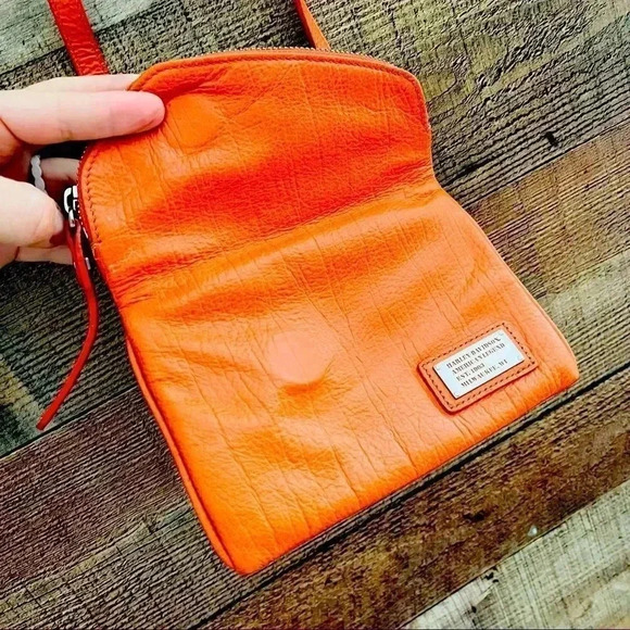 NWOT Harley Davidson Rare All Bark Orange Leather Hip/Crossbody Bag - Picture 6 of 12